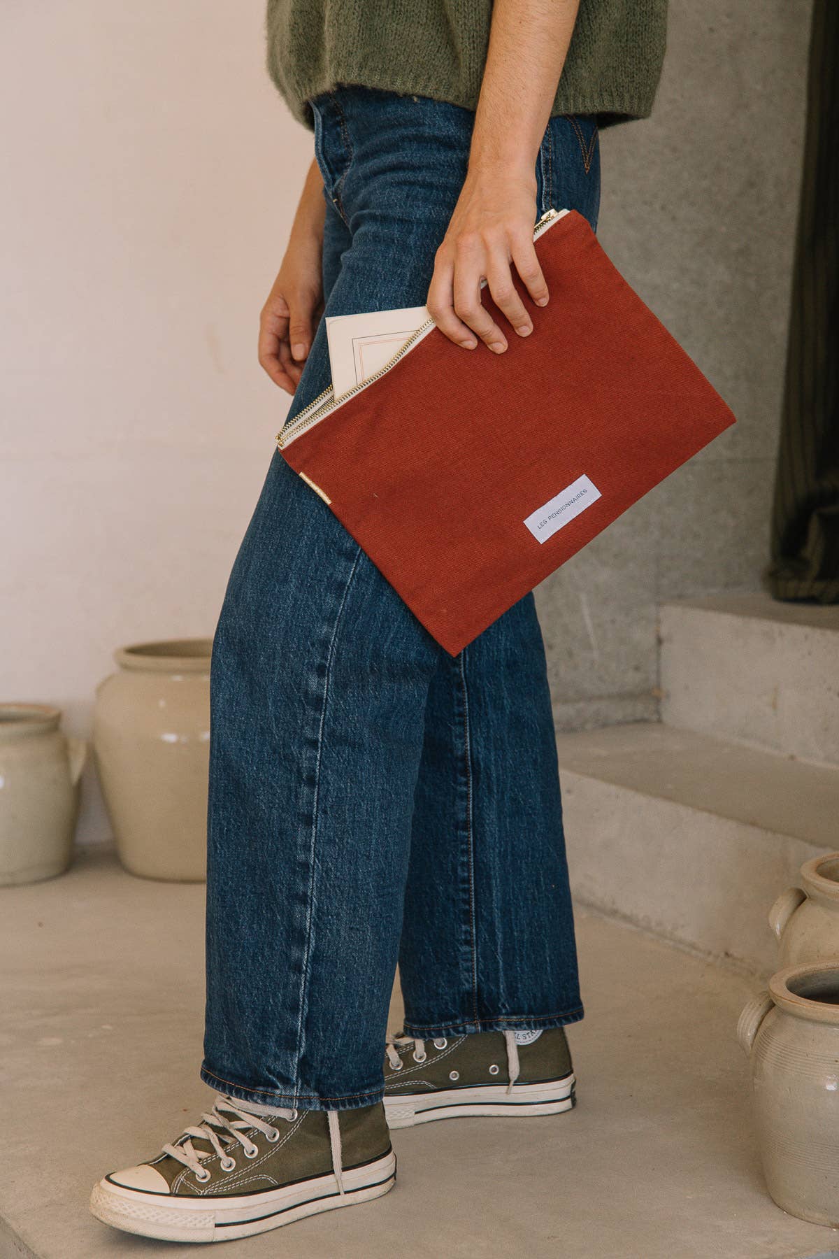 Large Pouch in Rust Organic Cotton Canvas