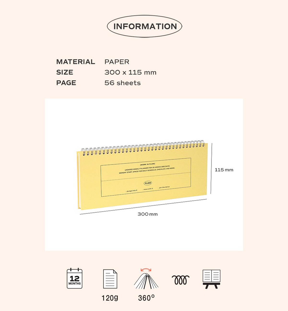 Iconic Flow Weekly Undated Planner: Soft Blue