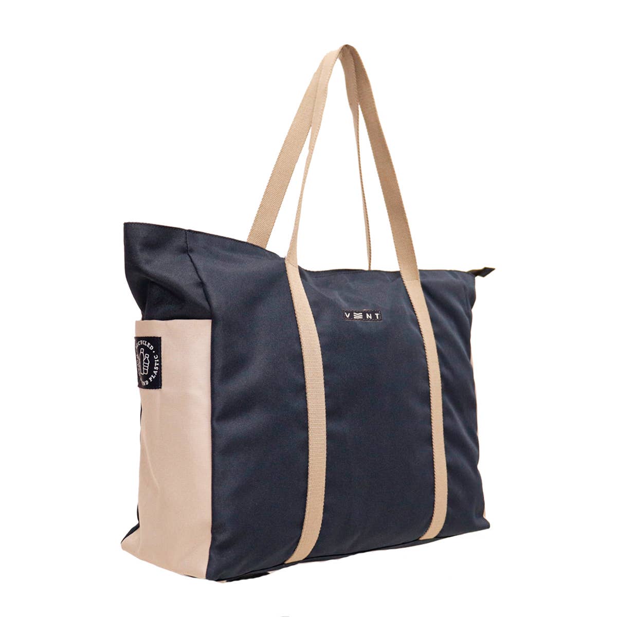 Large Zipped Shopper Bag - Recycled Ocean Plastic - Navy