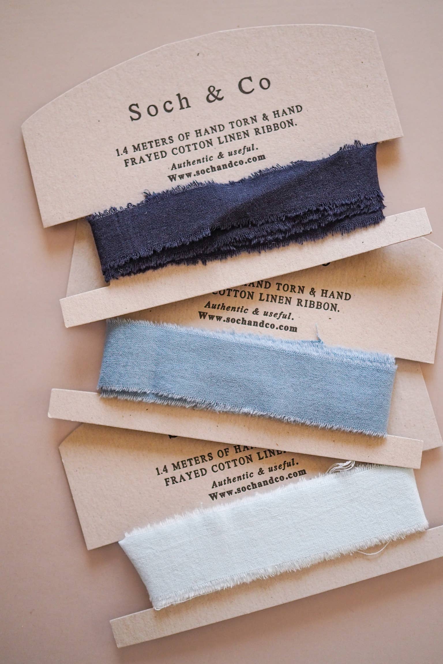 Hand frayed linen ribbon: Neverland