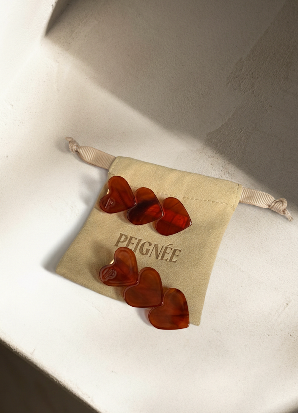 Heart Clip - Delicate Red (Pair) - Peignee Paris