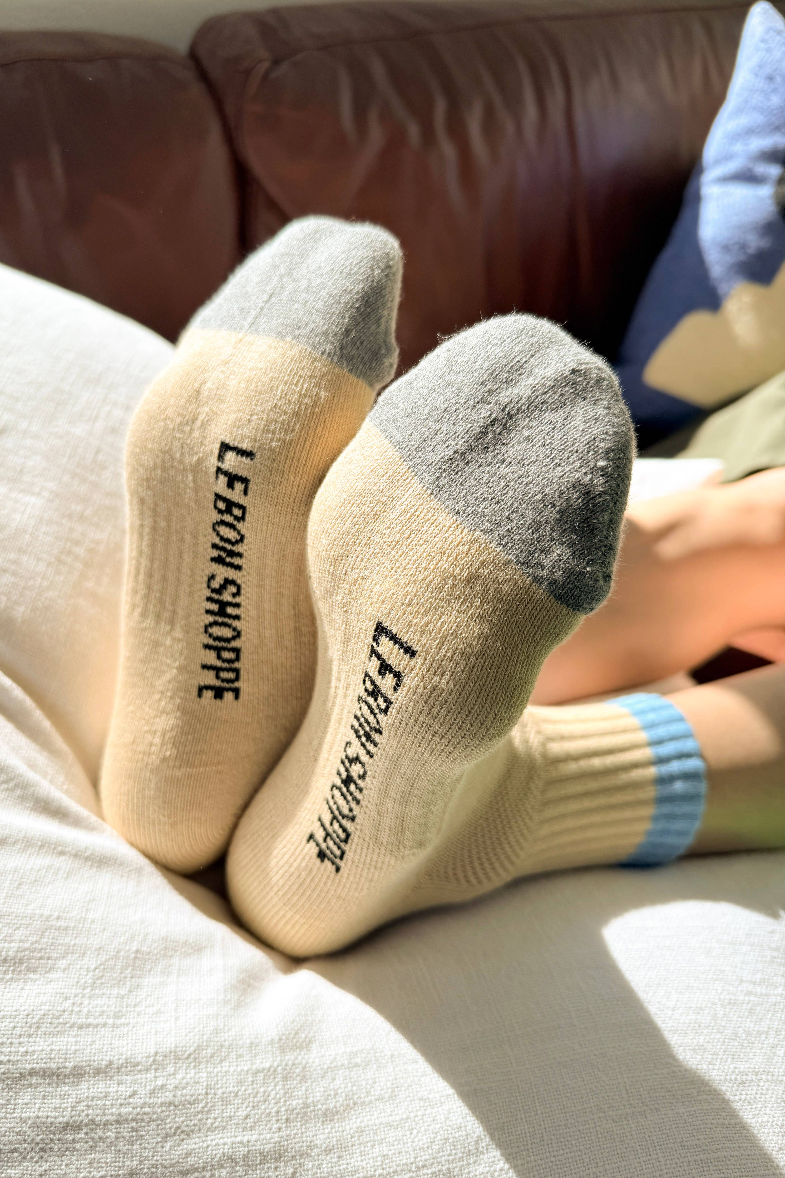 Color Block Girlfriend Socks: Yellow Blue - Le Bon Shoppe