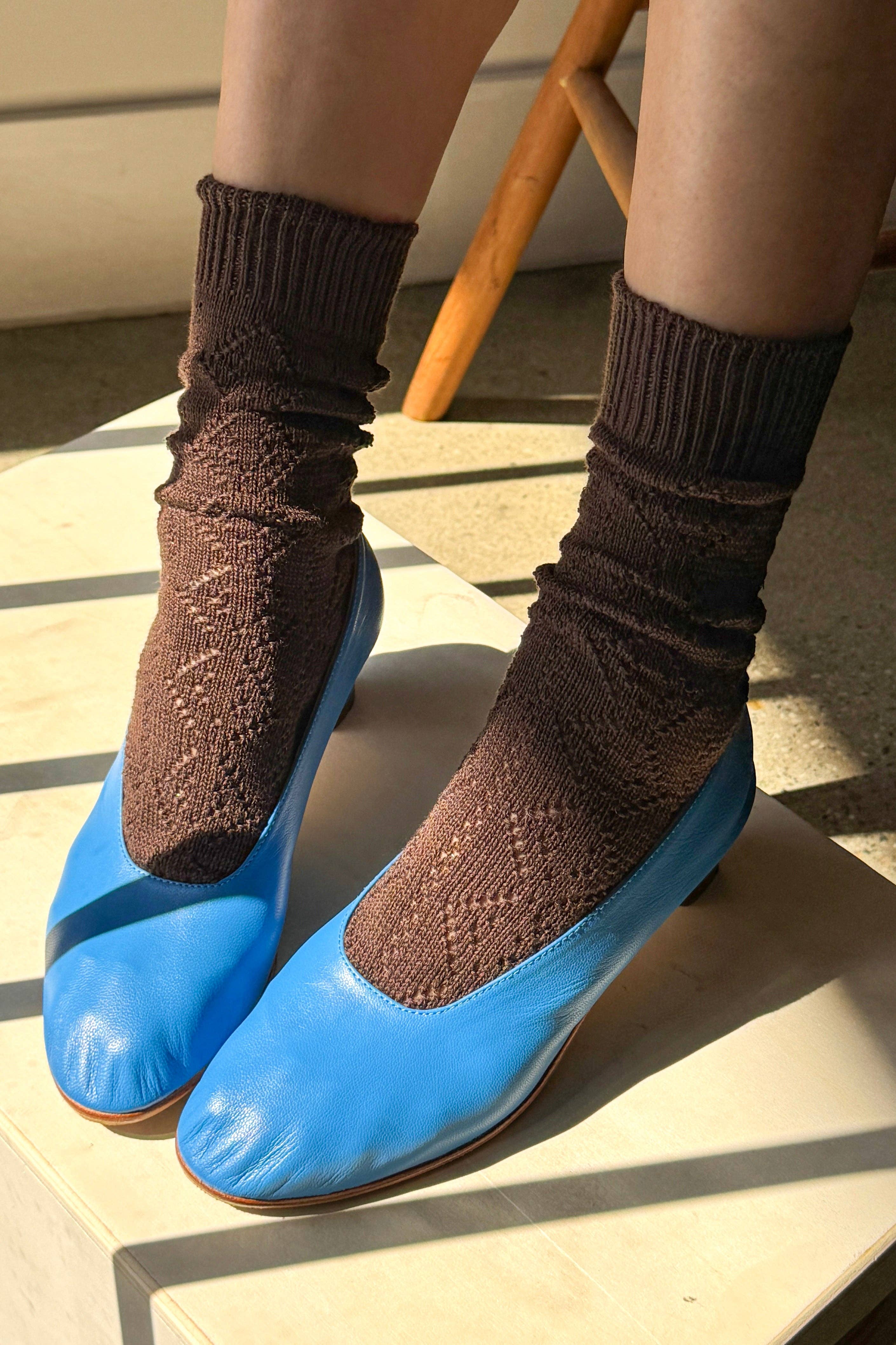 Modal Eyelet Socks (wholesale): Cobalt