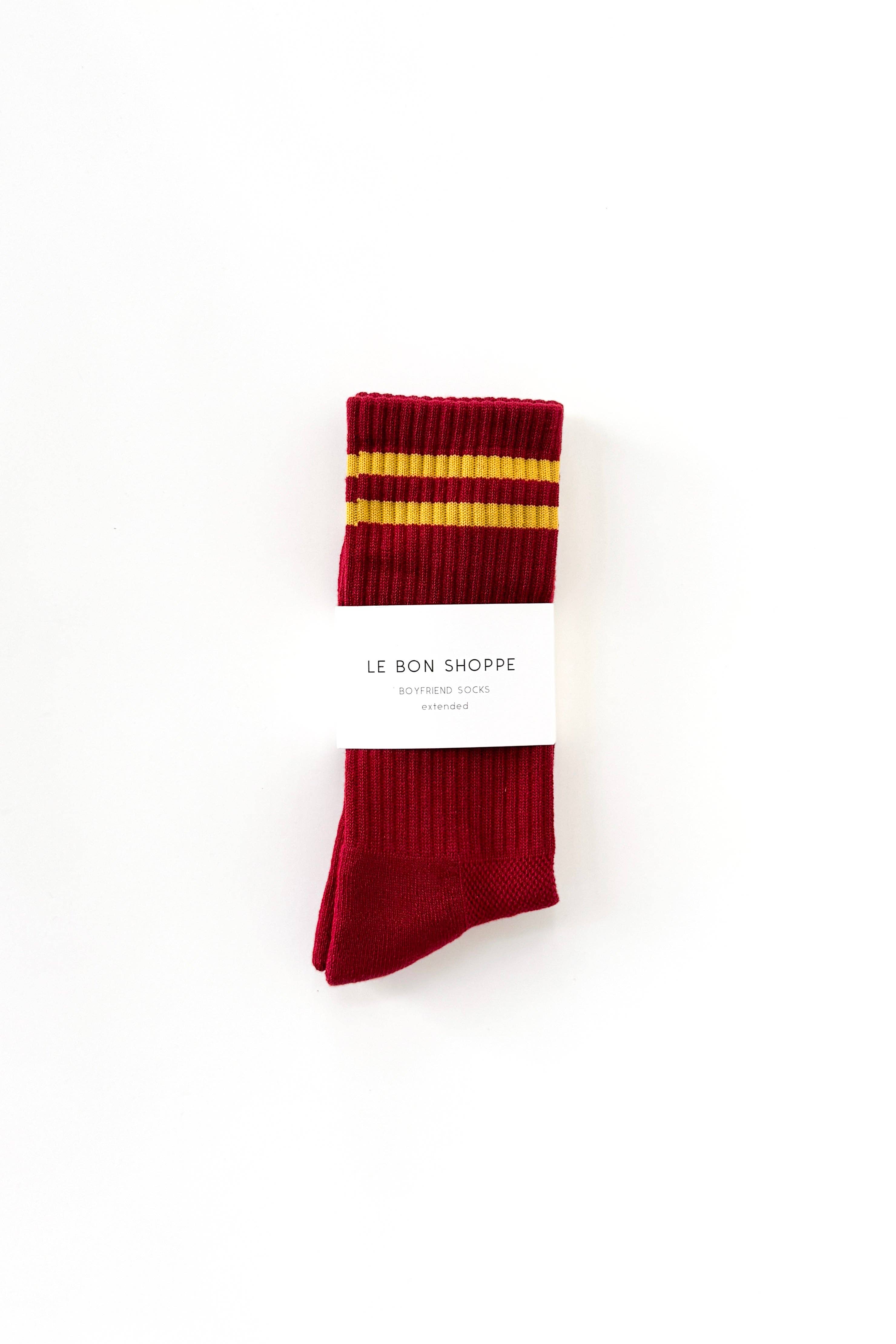 Extended Boyfriend Socks : Cardinal - Le Bon Shoppe