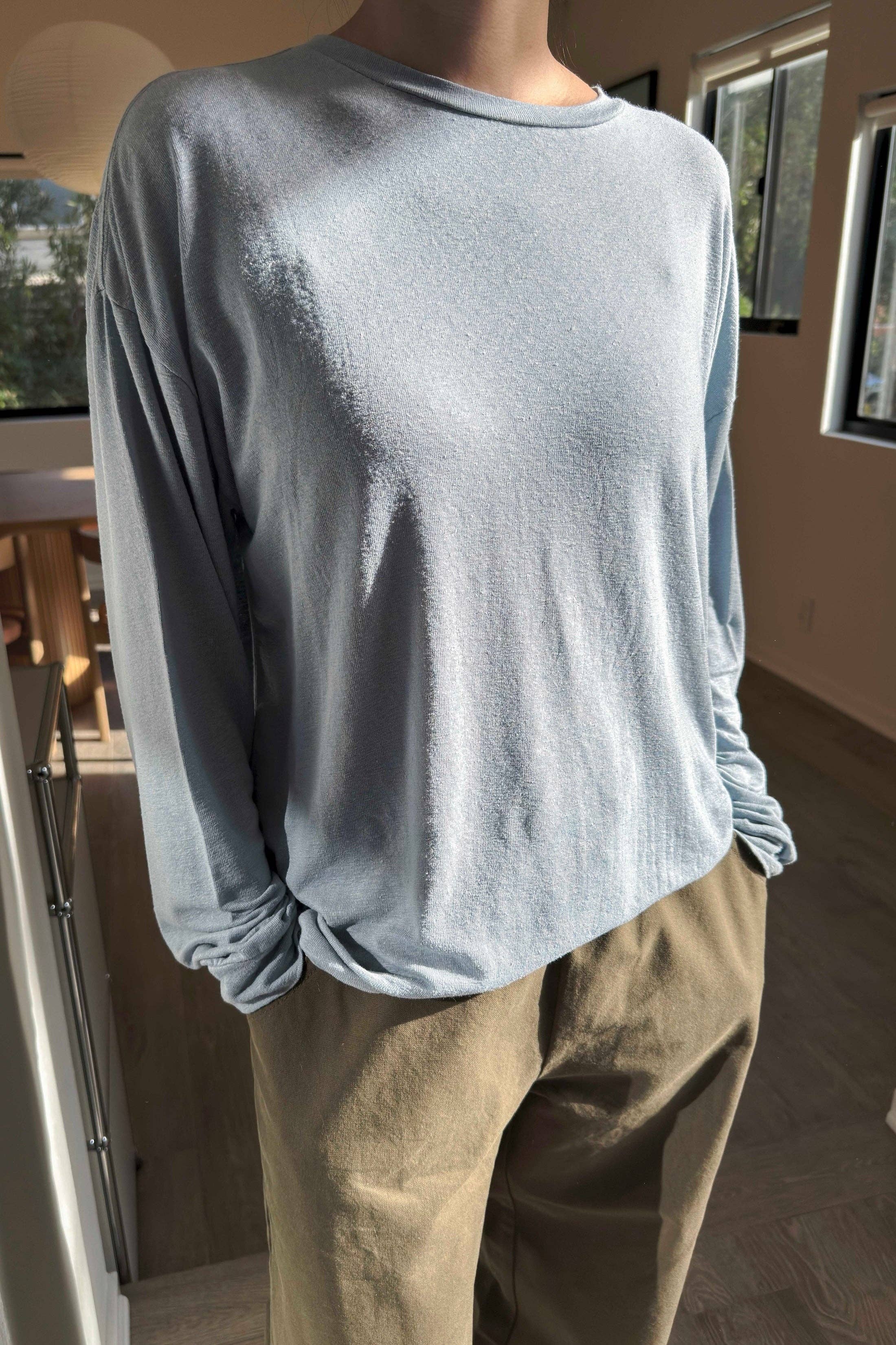 Haze Linen Blend Tee: Moonbeam  - Le Bon Shoppe