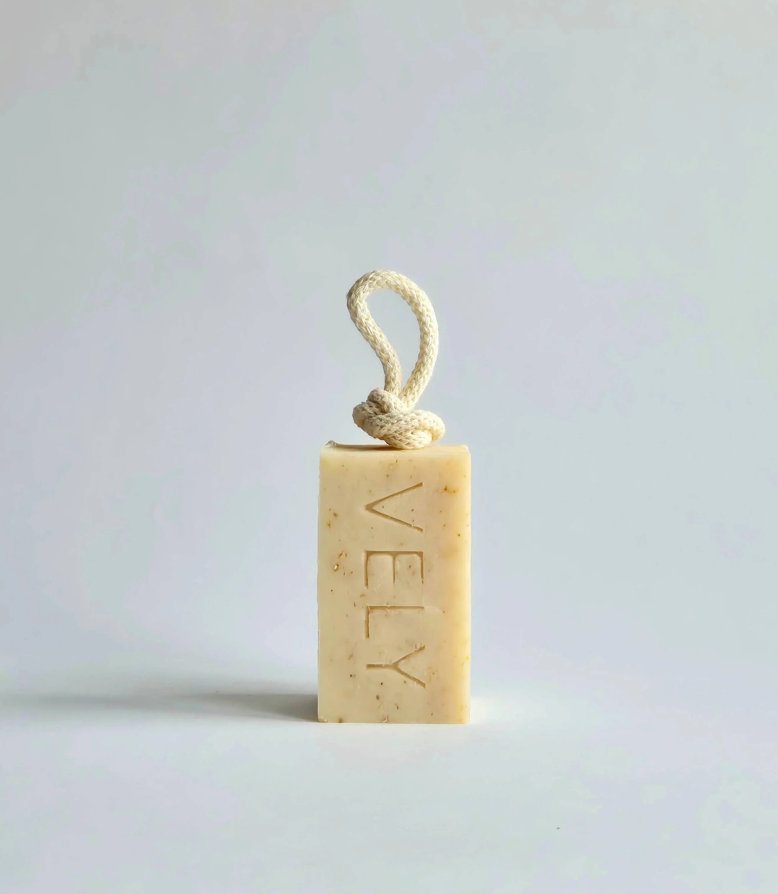 VELY natural beige soap bar with rope, premium handmade skincare product