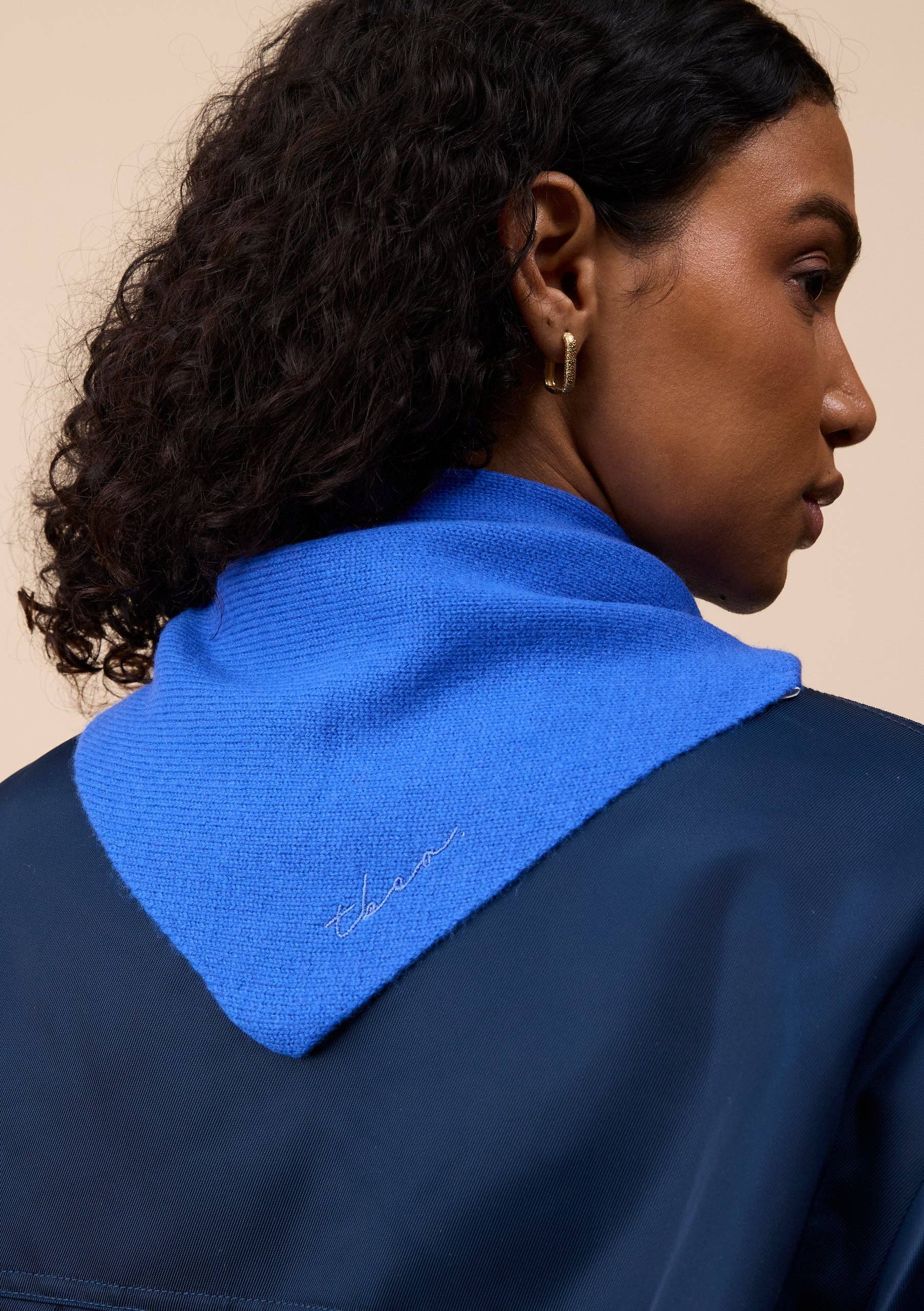 TBCo Merino Wool Triangle Scarf in Cobalt Blue