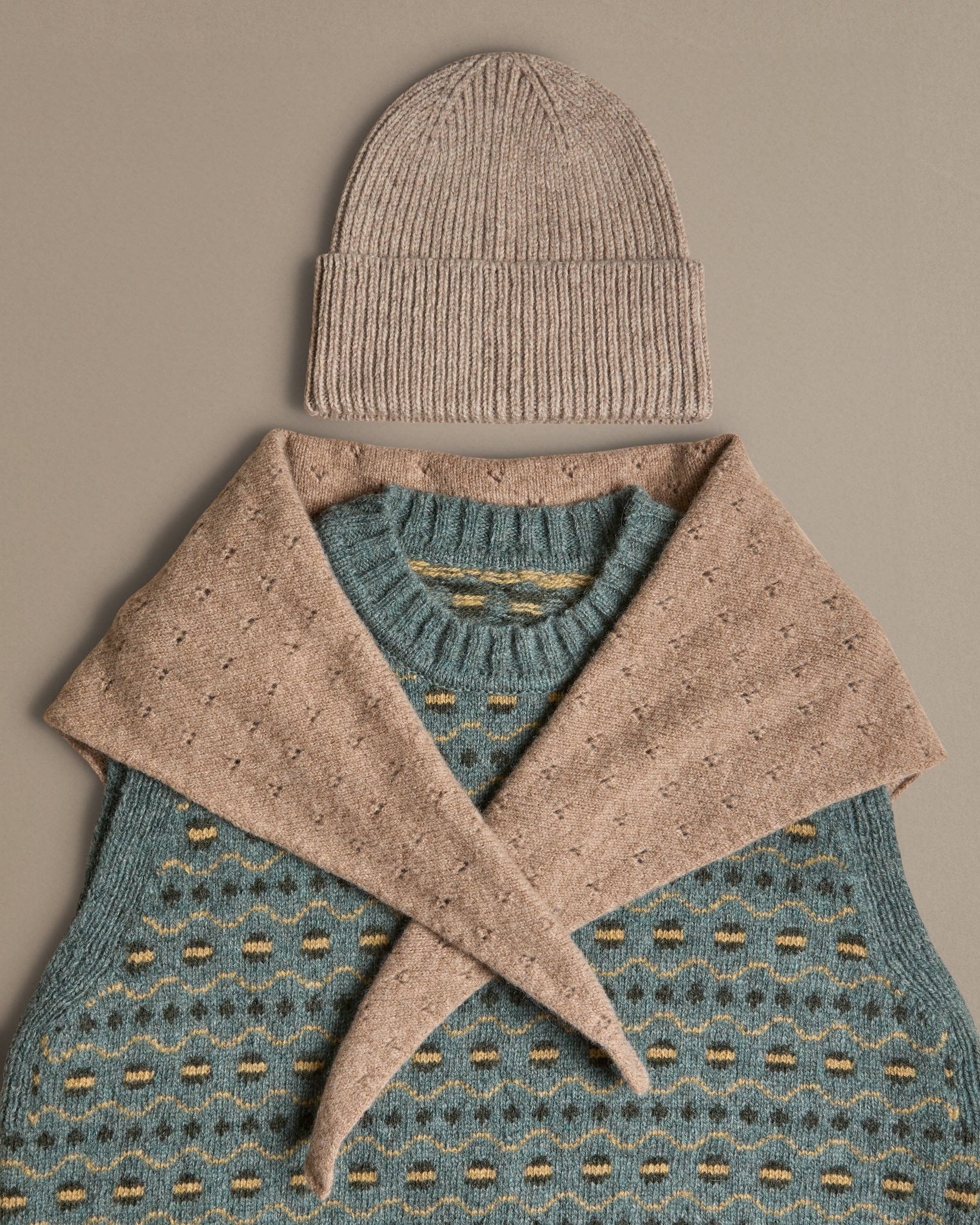 Pointelle Neckerchief | Biscuit - Rove Knitwear