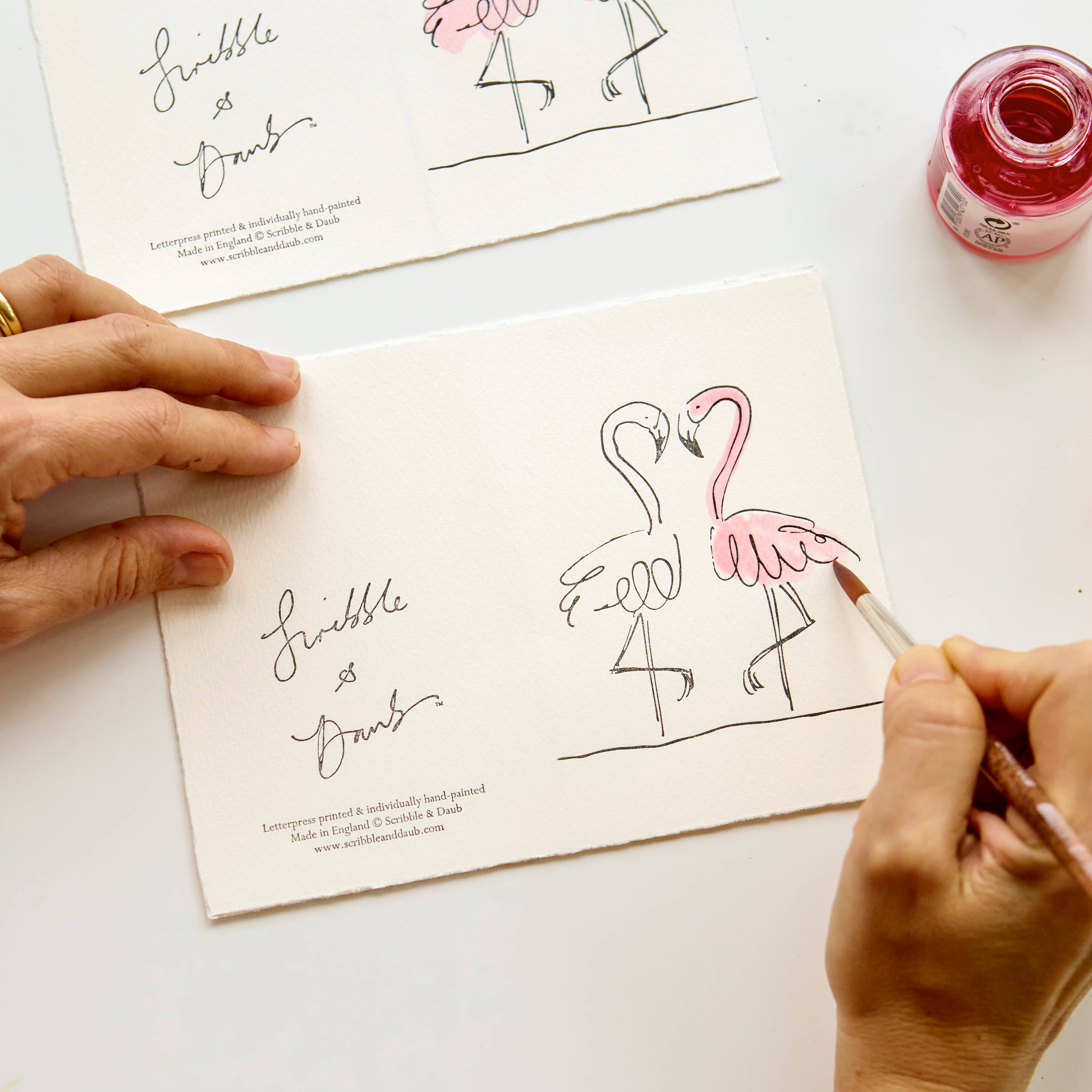 Flamingos Card - Scribble & Daub