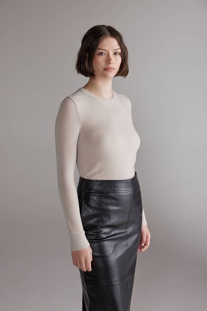 Wool blend knit top: Off-White / Solid / XS/S