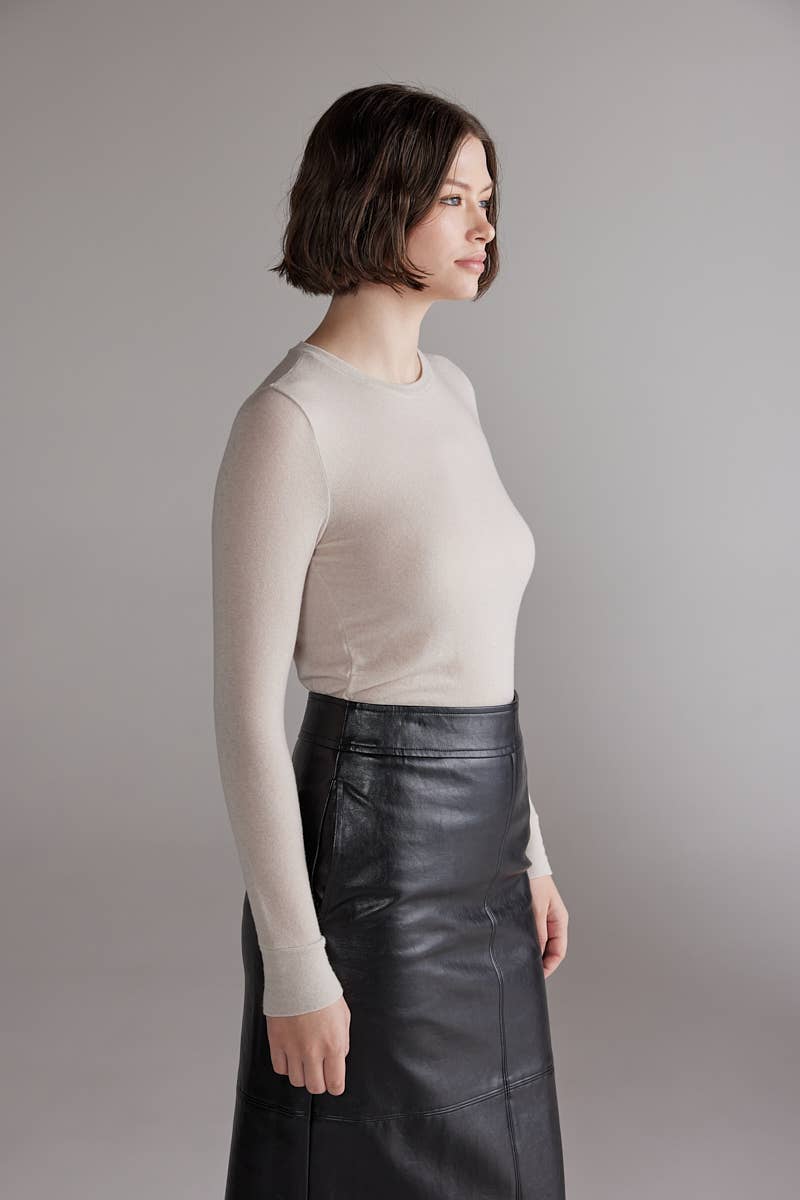 Wool blend knit top: Off-White / Solid / XS/S