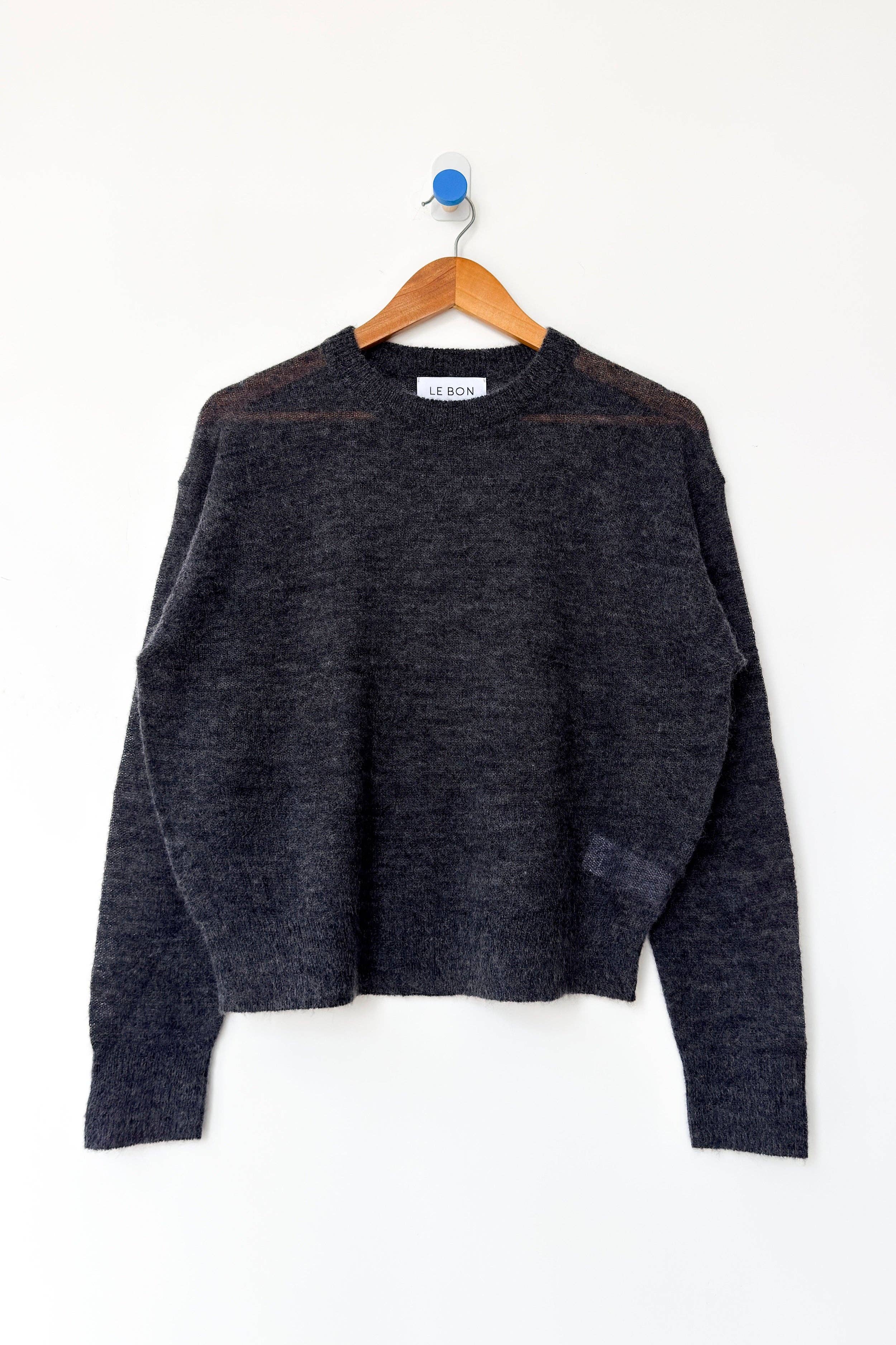 Cecile Crew Neck Mohair Sweater (3XS/S-2M/L): Charcoal (3XS/S-2M/L)