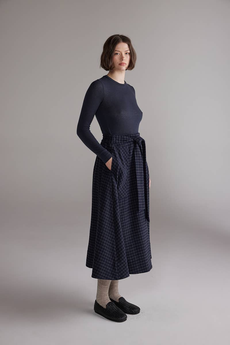 Wool blend knit top: Denim / Solid / XS/S