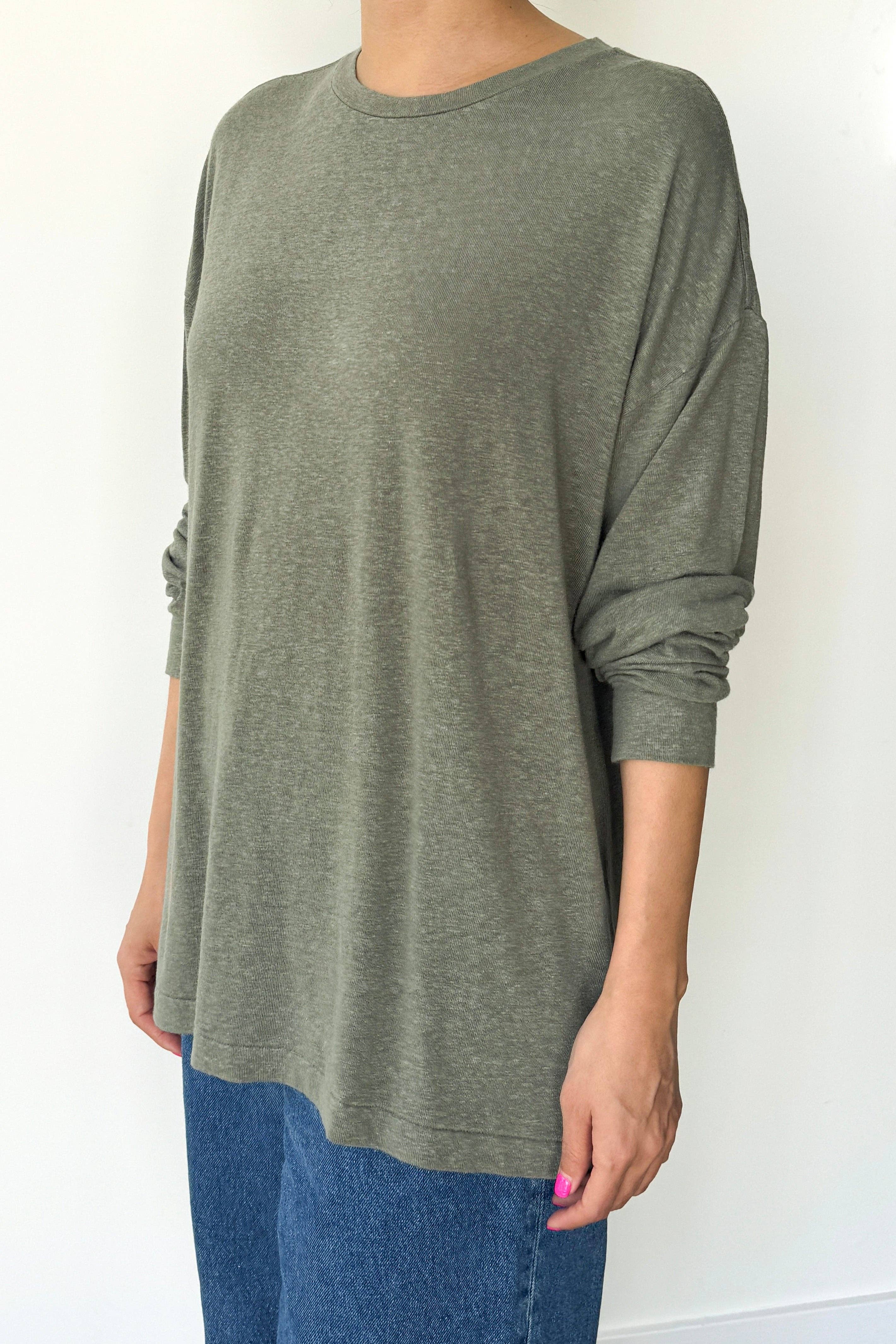Haze Linen Blend Tee: Moonbeam  - Le Bon Shoppe