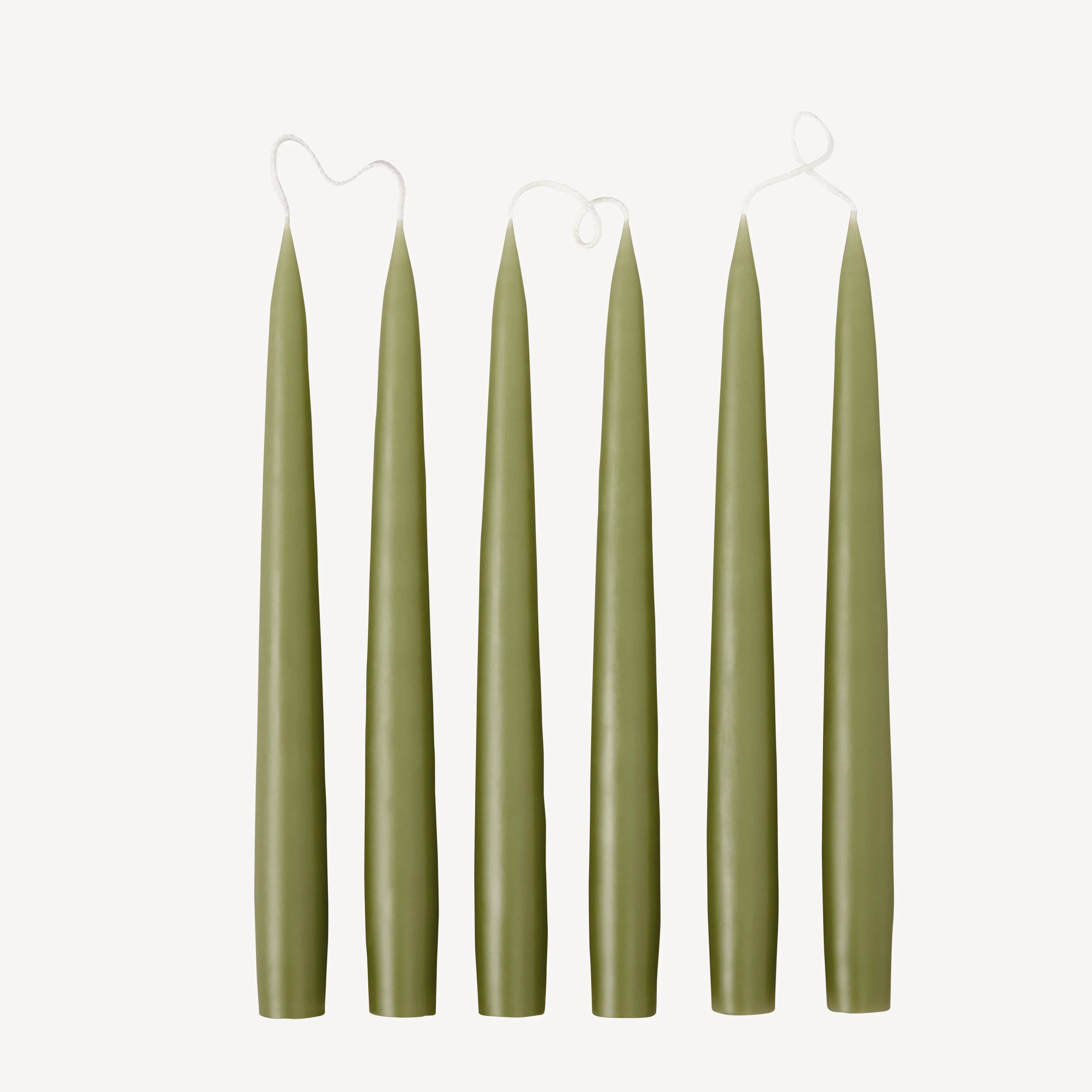 OVO Things olive green beeswax taper candles set of five, minimalist design