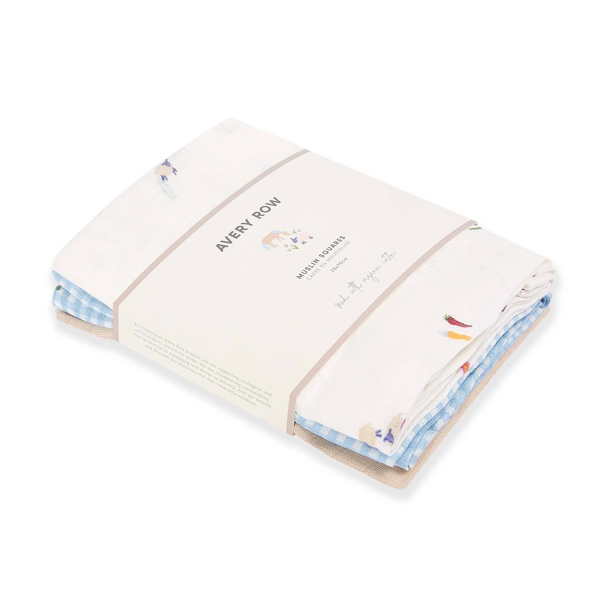 Avery Row Organic Cotton Muslin Squares, Set of 3 – Little Farm