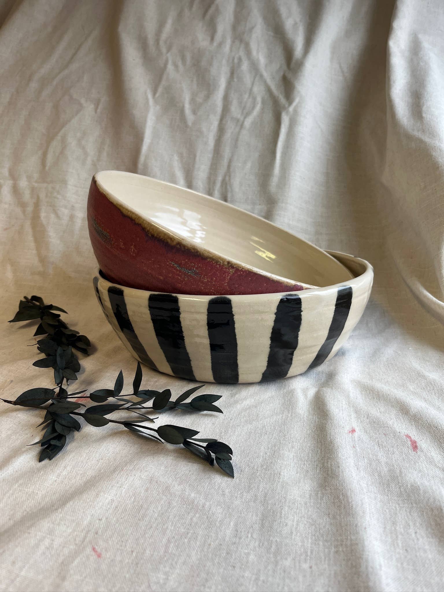 Stripe Fruit Bowl - by Charlotte Manser Ceramics