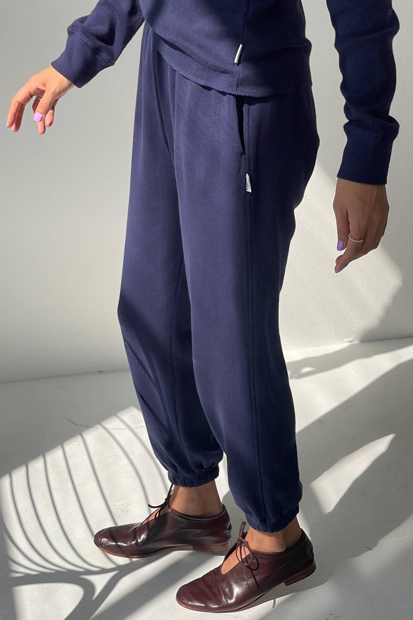 Pointelle Serene Jogger Navy - Le Bon Shoppe