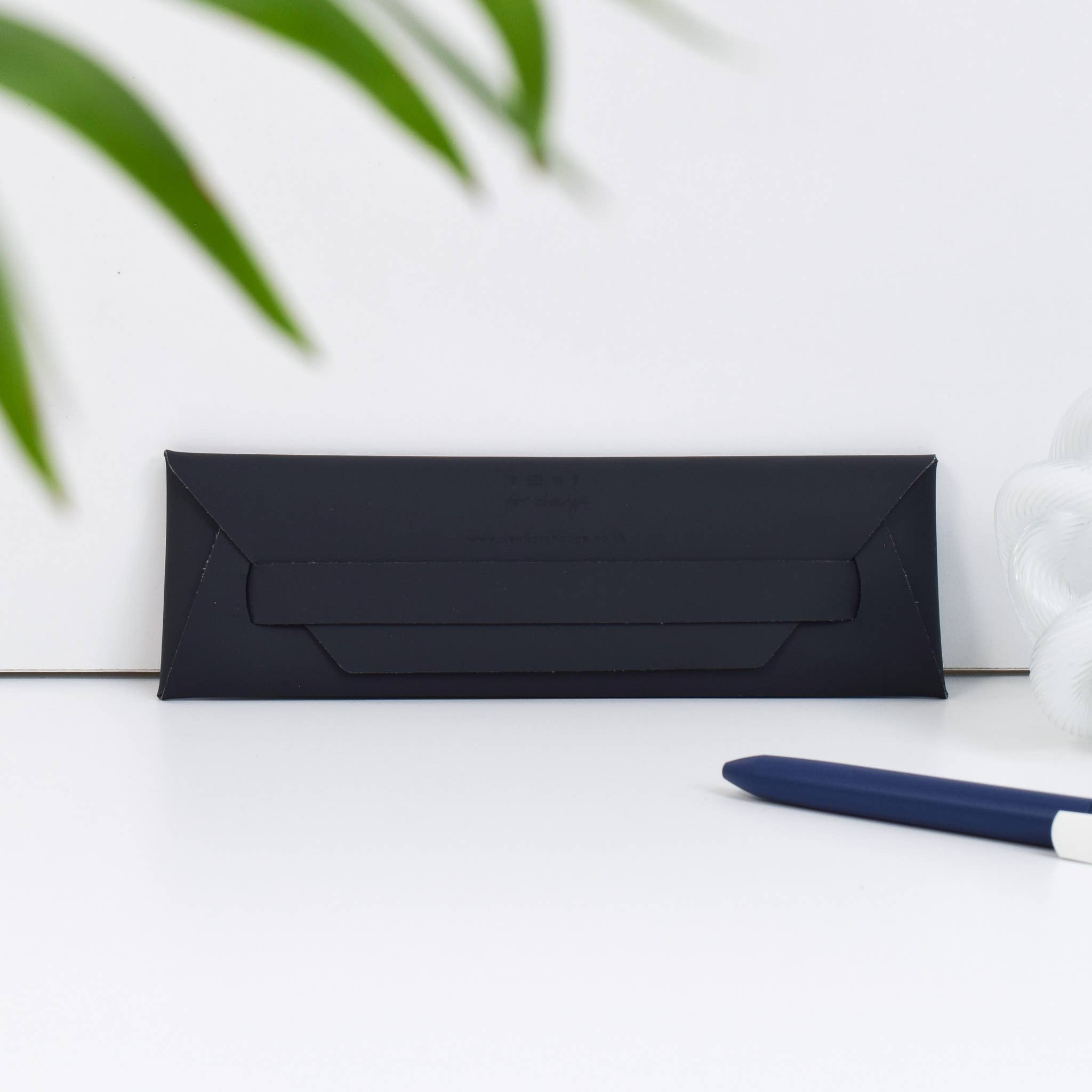 Recycled Leather Pen & Pencil Pouch | Handmade Black Case