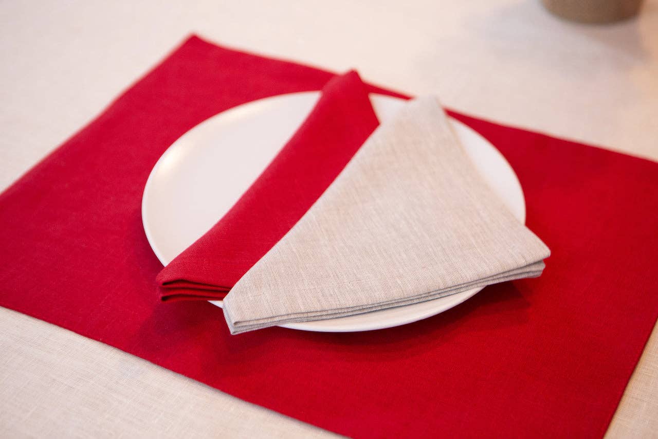 Organic linen placemat /  White