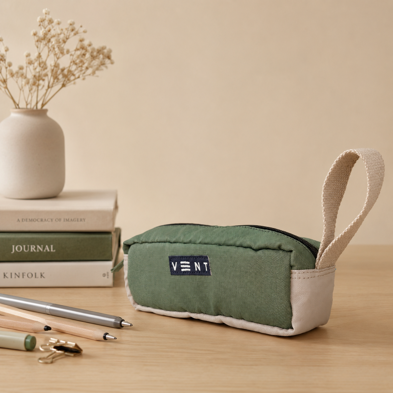 Pencil Case - Recycled Ocean Plastic - Sage Green