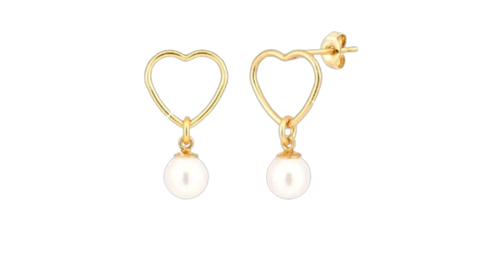 Pearl & Heart Drop Studs - by Atelier 18